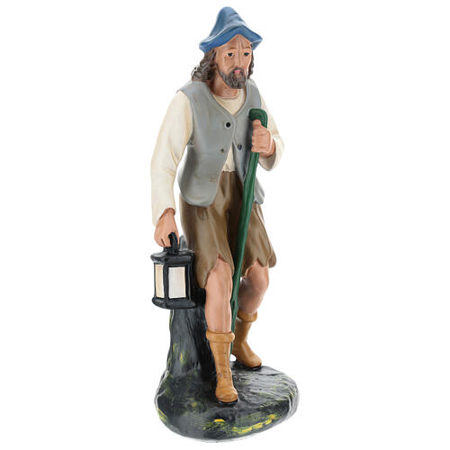 Shepherd with lantern and stick in plaster for Arte Barsanti Nativity Scene 30 cm 1