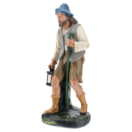 Shepherd with lantern and stick in plaster for Arte Barsanti Nativity Scene 30 cm 3