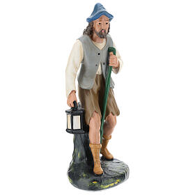 Pastor com lanterna e bastão para presépio gesso com figuras de 30 cm de altura média Arte Barsanti