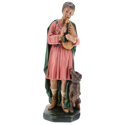Bagpiper with dog in plaster for Arte Barsanti Nativity Scene 30 cm 1