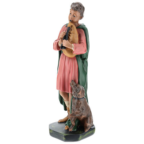 Bagpiper with dog in plaster for Arte Barsanti Nativity Scene 30 cm 3