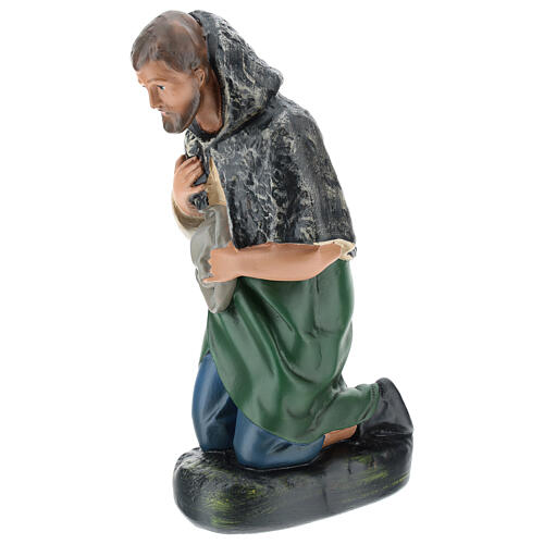Kneeling shepherd with hat in plaster for Arte Barsanti Nativity Scene 30 cm 3