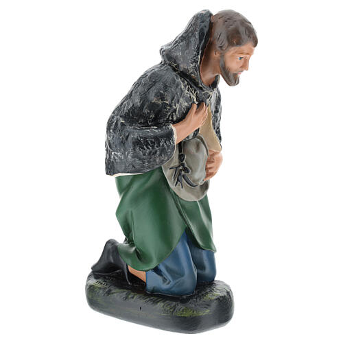 Kneeling shepherd statue with hat in plaster, for 30 cm Arte Barsanti Nativity 4