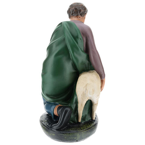 Kneeling shepherd with sheep in plaster for Arte Barsanti Nativity Scene 30 cm 5
