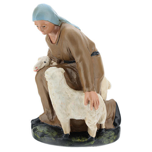 Sheep with shepherd in plaster for Arte Barsanti Nativity Scene 30 cm 1