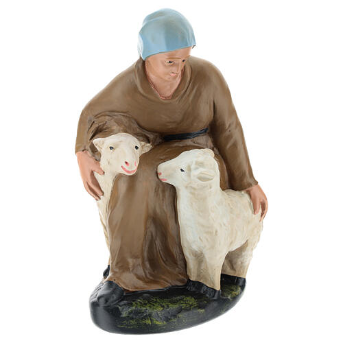 Sheep with shepherd in plaster for Arte Barsanti Nativity Scene 30 cm 3