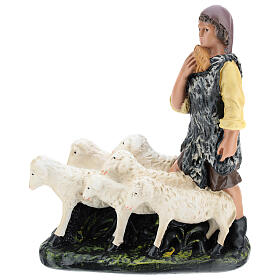 Shepherd with flock in plaster for Arte Barsanti Nativity Scene 30 cm