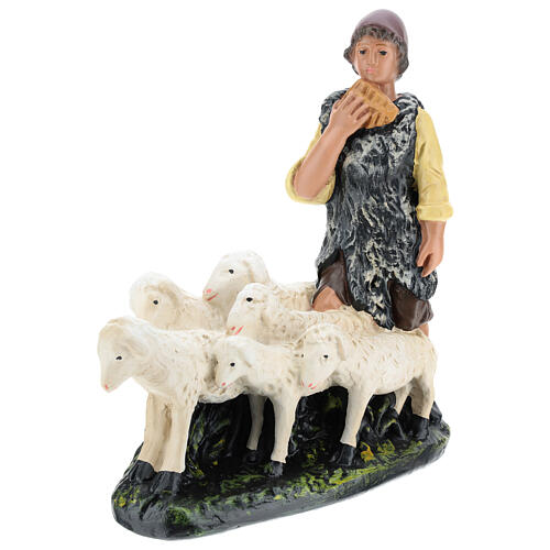 Shepherd with flock in plaster for Arte Barsanti Nativity Scene 30 cm 3