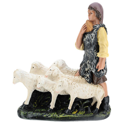 Peça pastor com rebanho gesso corado para presépio Arte Barsanti com figuras de 30 cm de altura média 1