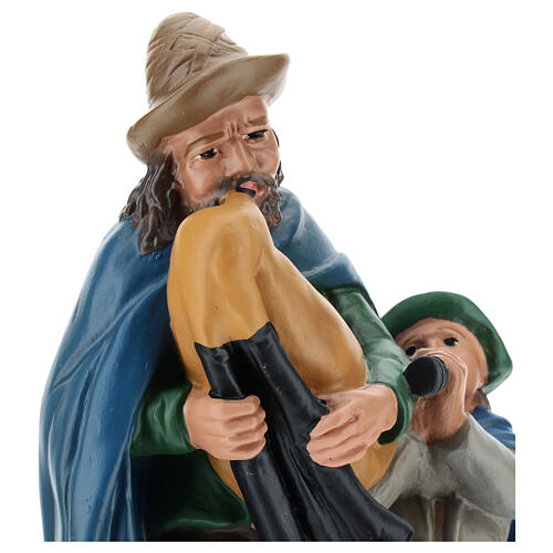 Bagpiper with child in plaster for Arte Barsanti Nativity Scene 30 cm 2