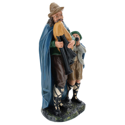 Bagpiper with child in plaster for Arte Barsanti Nativity Scene 30 cm 4