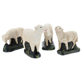 Set 4 moutons plâtre coloré pour crèche 30 cm Arte Barsanti