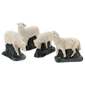 Set 4 moutons plâtre coloré pour crèche 30 cm Arte Barsanti