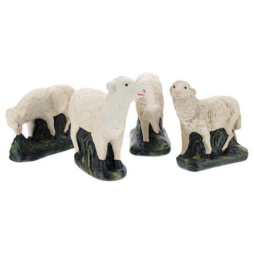 Set 4 moutons plâtre coloré pour crèche 30 cm Arte Barsanti 1