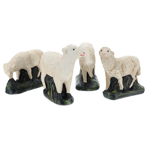 Conjunto 4 ovelhas gesso corado para presépio Arte Barsanti com figuras de 30 cm de altura média 1