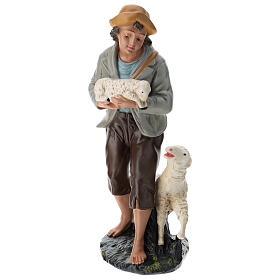 Shepherd with sheep in plaster for Arte Barsanti Nativity Scene 40 cm