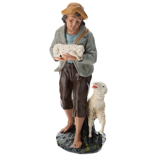 Shepherd with sheep in plaster for Arte Barsanti Nativity Scene 40 cm 1