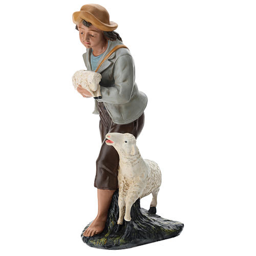 Estatua pastor y ovejas 40 cm yeso pintado a mano Arte Barsanti 3
