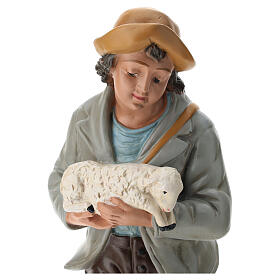 Boy shepherd with sheep in plaster, for 40 cm Arte Barsanti Nativity