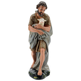 Pastor com ovelha no colo gesso para presépio Arte Barsanti com peças de 40 cm de altura média