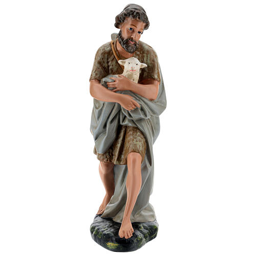 Pastor com ovelha no colo gesso para presépio Arte Barsanti com peças de 40 cm de altura média 1