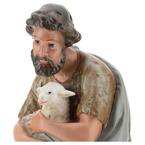 Shepherd with sheep in arms in plaster, for 40 cm Arte Barsanti Nativity 2