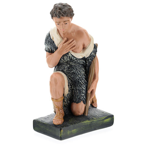 Statua pastore con bastone in ginocchio presepe 40 cm Barsanti 3
