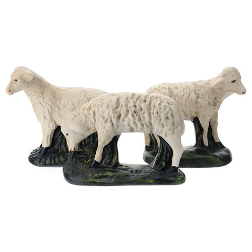 Set 3 moutons plâtre pour crèche Arte Barsanti 40 cm 1