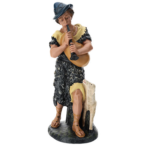 Statue berger avec cornemuse et mouton en plâtre crèche 60 cm Arte Barsanti 1