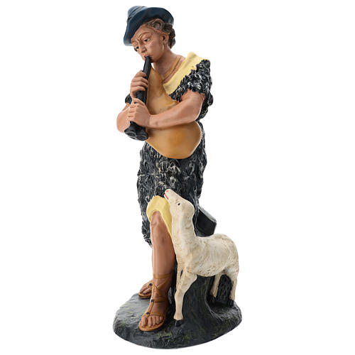 Statue berger avec cornemuse et mouton en plâtre crèche 60 cm Arte Barsanti 3