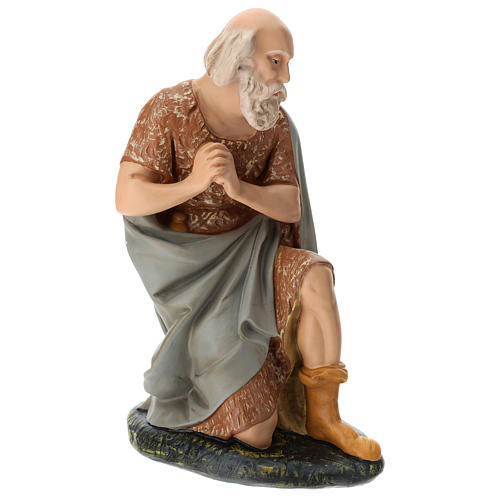Statua pastore anziano seduto presepe Arte Barsanti 60 cm 4