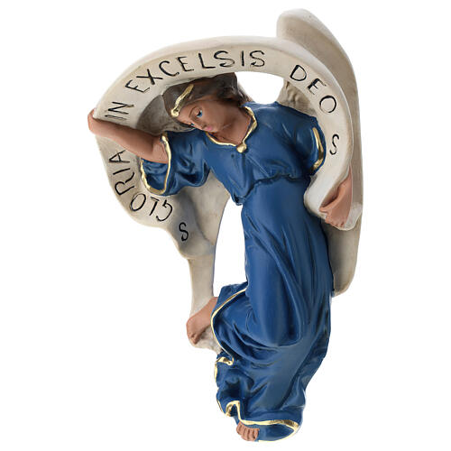 Anjo roupa azul gesso pintado para presépio Arte Barsanti com figuras de 60 cm de altura média 3