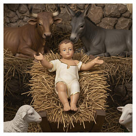 Baby Jesus statue with glass eyes, real h. 50 cm in plaster for Barsanti nativity