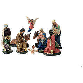 Arte Barsanti Nativity Scene with 9 hand-painted characters in plaster 20 cm