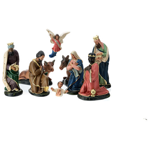 Arte Barsanti Nativity Scene with 9 hand-painted characters in plaster 20 cm 1