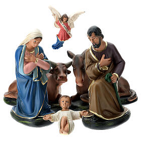 Arte Barsanti Nativity Scene with 6 hand-painted characters in plaster 30 cm