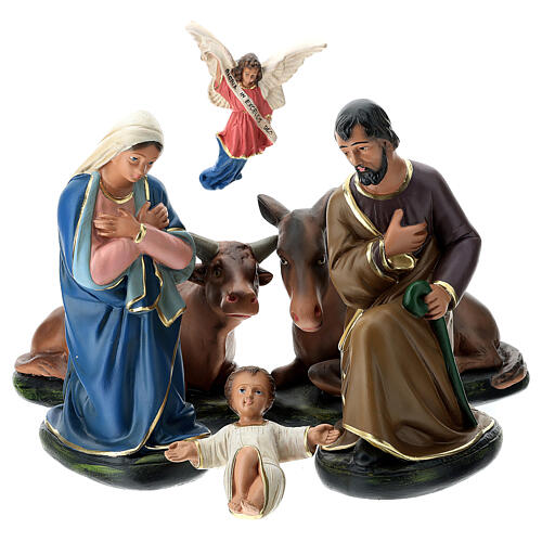 Natividade Arte Barsanti 6 personagens gesso pintado à mão 30 cm 1