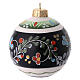 Black ceramic Christmas ornament with floral swirls 8 cm Deruta s2
