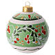 Light green ceramic Christmas ball with floral swirls, 3 in, Deruta s1