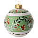 Light Green Ceramic Christmas Ball with Floral Swirls 8 cm Deruta s2