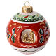 Boule de Noël céramique rouge motifs floraux Sainte Famille 8 cm Deruta s1