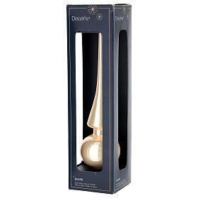 Glass tree topper, gold pearlescent finish, 10 in