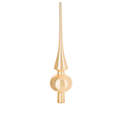 Glass tree topper, gold pearlescent finish, 10 in 1