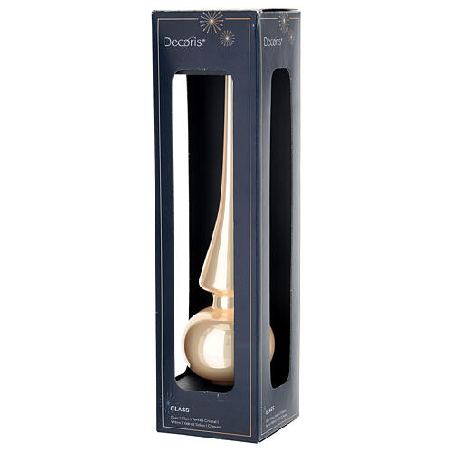 Glass tree topper, gold pearlescent finish, 10 in 2