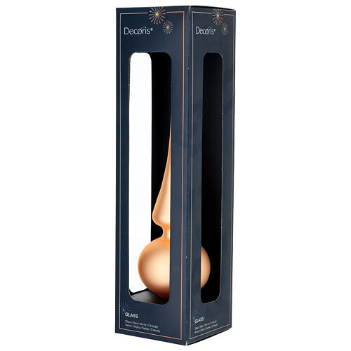 Punta para árbol de vidrio melocotón perlado opaco 25 cm 2