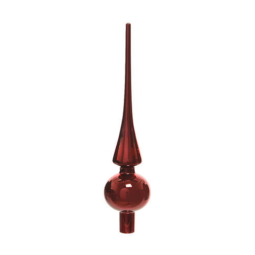 Dark red glass tree topper, glossy finish, 10 in 1