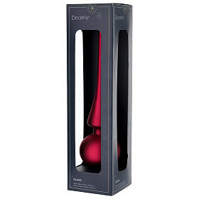 Dark red glass tree topper, matte finish, 10 in