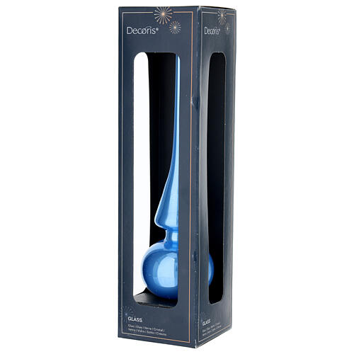 Pointe de sapin en verre bleu ciel finition brillante 25 cm 2