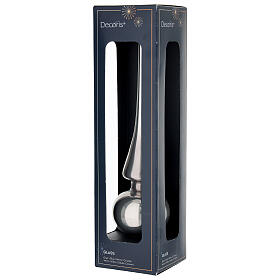 Weihnachtsbaumspitze, Glas, hellgrau, glänzend – Höhe 26 cm