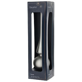 Weihnachtsbaumspitze, Glas, hellgrau, matt – Höhe 26 cm